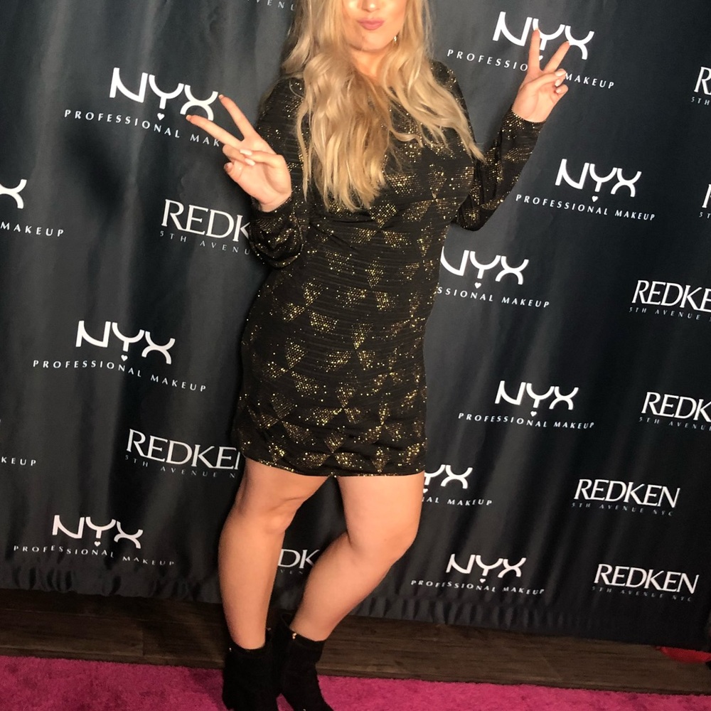 Black and Gold Patterned Dress